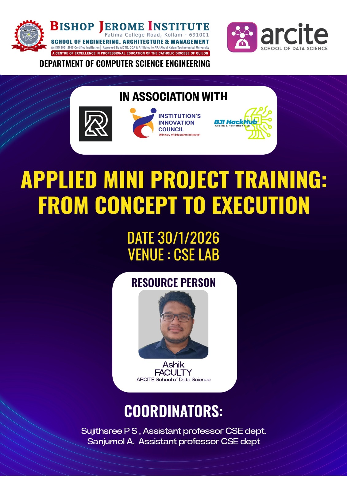 BJI’s CSE- Department to Host Intensive Training on Applied Mini Projects