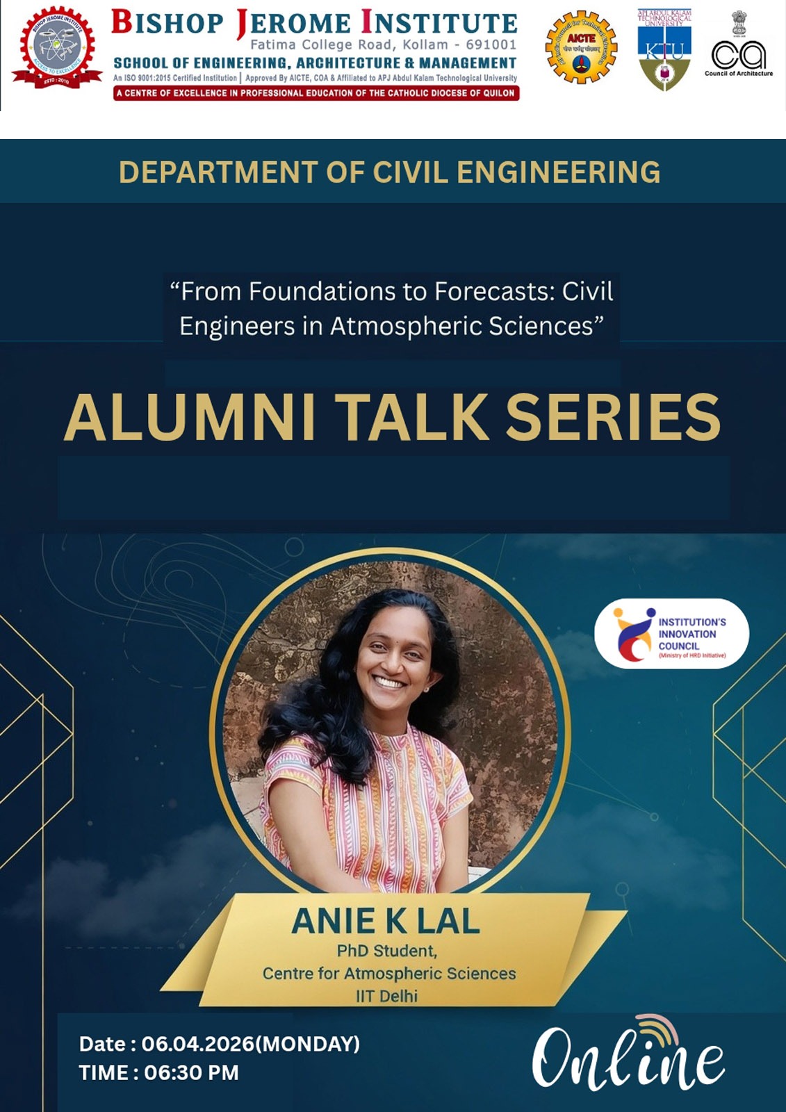 Alumni Talk Series: From Foundations to Forecasts: Civil Engineers in Atmospheric Sciences